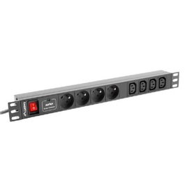 Lanberg PDU-04E04I-0200-IEC-BK - 4*Schuko y 4*IEC C13 - 2500W - 1U